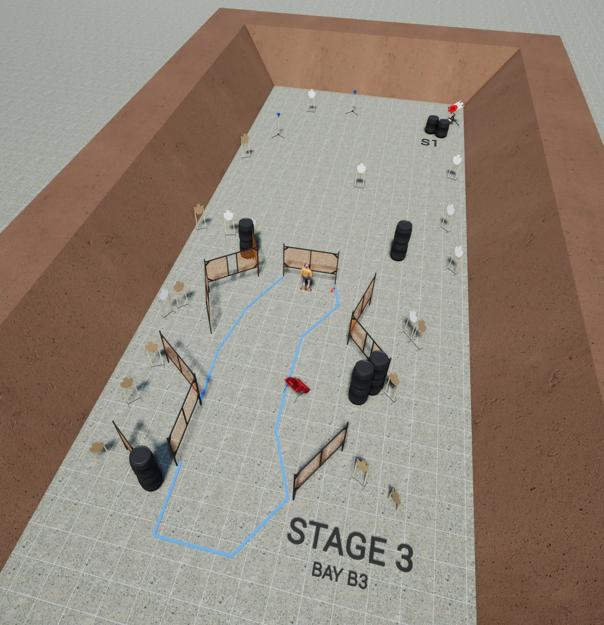 Practisim render of stage 3, Banana Phone, in bay B3. Marked: S1.